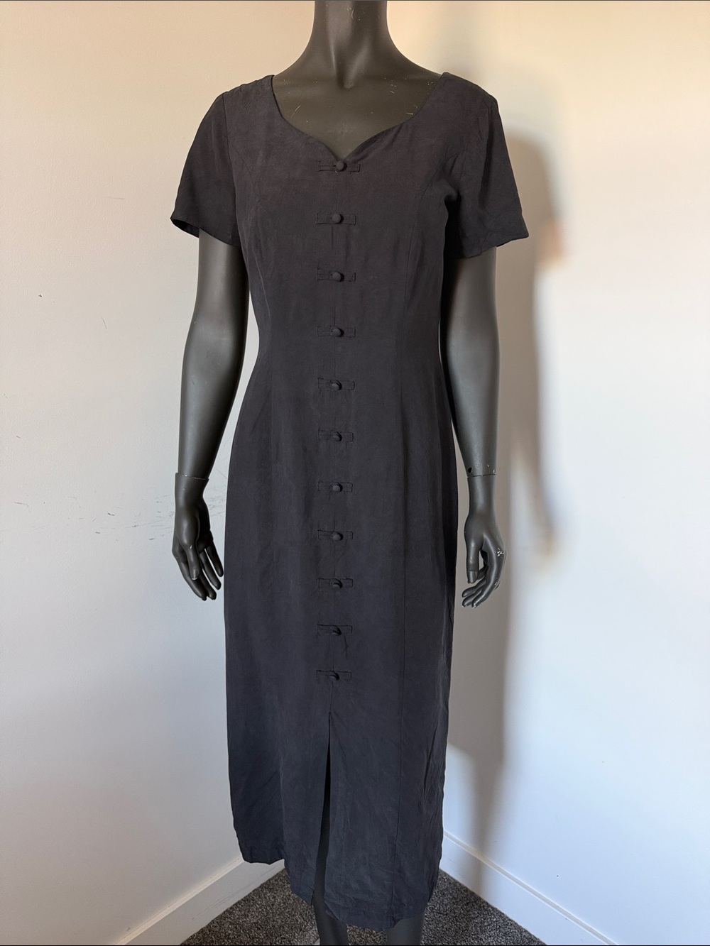 240. Monsoon 100% Silk Midi Dress Faux Toggle Buttons